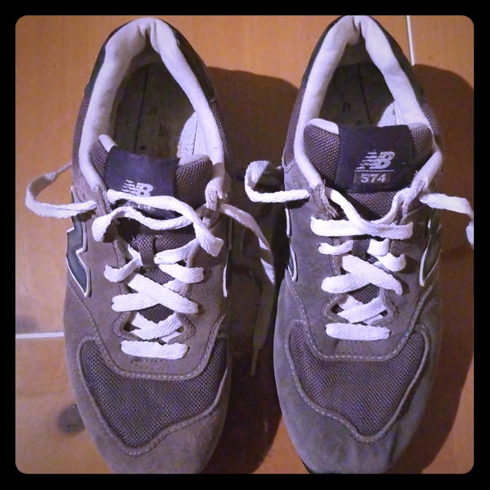 New Balance 574 Size 5 US..Gray Suede & Navy Trim